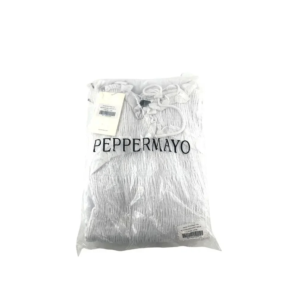 Peppermayo Women's White Westlyn Shirred Maxi Dress Size 2 - Picture 4 of 10